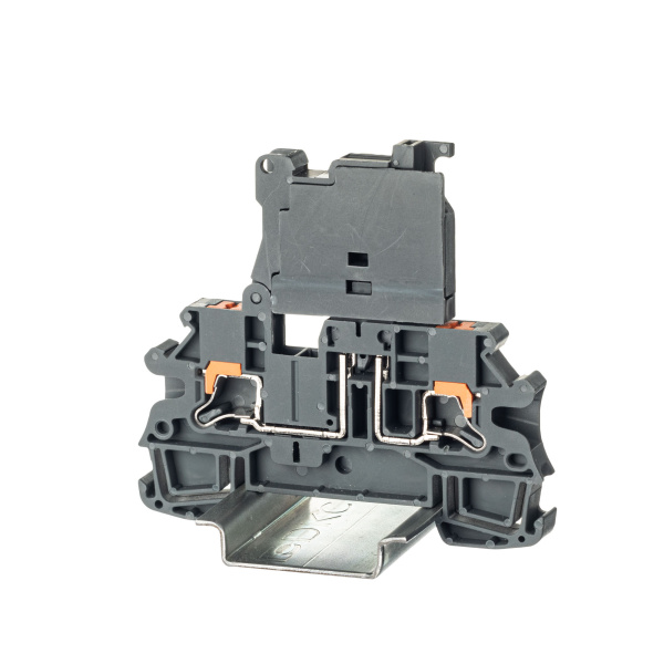 Клемма для предохранителя, зажим push-in, 2 точки подключения, 4 кв.мм, серая DKC