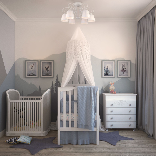 Классическая люстра с абажурами 6*E14 40Вт белый IP20 Severina (303/6 белый) Bogate's