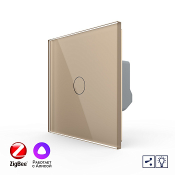 Одноклавишный проходной умный сенсорный Адаптивный диммер Livolo ZigBee, 1 пост, Золотой VL-C701SD1Z-2AG