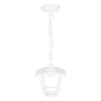 11-159 Светильник садово-парковый, подвесной, «Марсель», Е27х60Вт, 4-х гранный, пластик, белый, прозрачный поликарбонат, 164х164х526мм, НСУ 07-60-001 