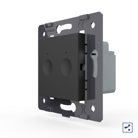 Двухклавишный проходной сенсорный выключатель Module, цвет черный (механизм) Livolo