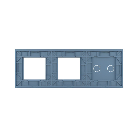 Панель для сенсорного выключателя и двух розеток, 2 клавиши, цвет синий, стекло Livolo