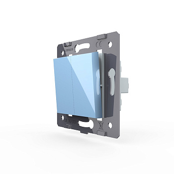 Двухклавишный механический выключатель, цвет синий (механизм) Livolo