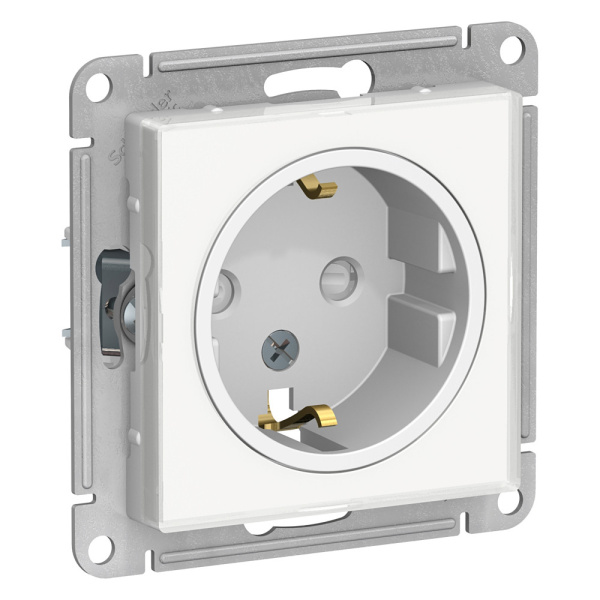 ATLASDESIGN ART Розетка СУ 1-м. с з/з, со шторками  16А белый IP20 Schneider Electric