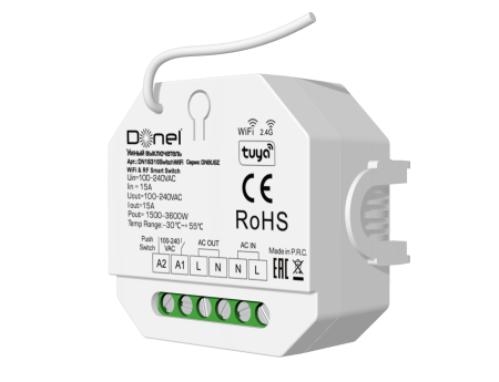 Donel Умный выключатель Wi-Fi+RF+Push, AC 230В 1 канал.16А, макс.мощность 3600Вт, серия:DN8UGZ