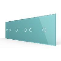 Панель для четырех сенсорных выключателей, 6 клавиш (2+1+2+1), цвет зеленый, стекло Livolo