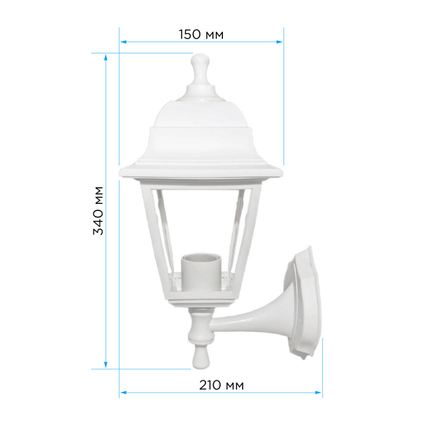 11-11 БЕЛ (НБУ 04-60-001 ЛЕДА) Светильник-фонарь настенный белый 4-хгранный прозрачное стекло APEYRON