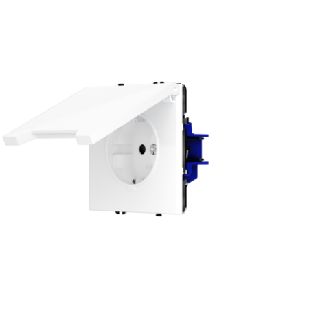 Розетка встраиваемая Voltum S70 с заземлением, защитными шторками и крышкой 16А, (белый глянцевый)