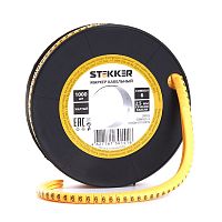 Кабель-маркер "6" для провода сеч.4мм2 STEKKER CBMR40-6 , желтый, упаковка 500 шт