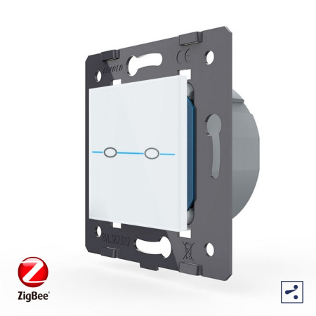 Двухклавишный проходной сенсорный выключатель ZigBee Quadro, цвет белый (мех.) Livolo