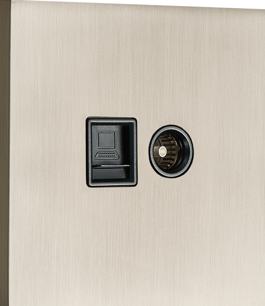 Donel N96 Комбинированая розетка TV + RJ45 (двойная) cat.6/ClassE, Никель, серия DT