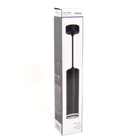 Светильник потолочный на подвесе MR16 35W 230V,черный D55хH280 ML1708 Feron 