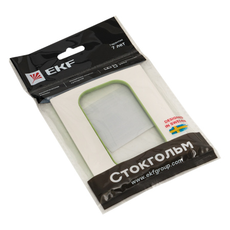 Стокгольм Рамка для розетки 2-местная белая с линией цвета зеленый EKF