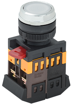 Кнопка ABLFS-22 белый d=22мм неон/240В 1з+1р IEK