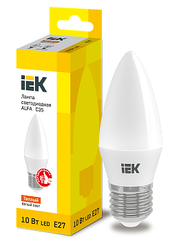 Лампа светодиодная ALFA C35 свеча 10Вт 230В 3000К E27 IEK