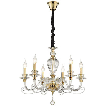 Люстра подвесная Золото, Прозрачный E14 6*40Вт WE170.06.303 WERTMARK