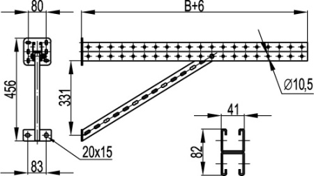 Консоль для тяжелых нагрузок 1000 мм с укосиной, горячеоцинкованная DKC