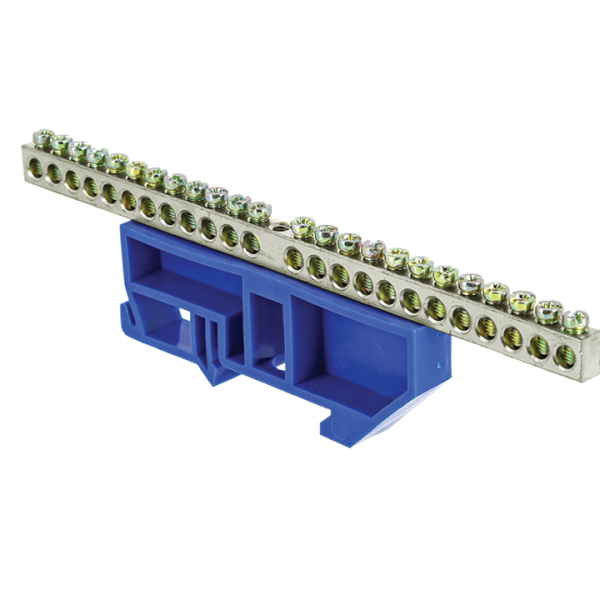 Шина "0" N (6x9мм) 24 отв, цинк синий изолятор на DIN-рейку PROxima EKF