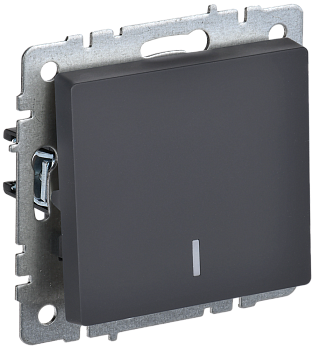 BRITE Выключатель 1-клавишный проходной с индикацией 10А ВС10-1-6-БрГ графит