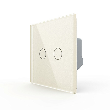 Двухклавишный сенсорный выключатель 1 пост, цвет жемчужный Livolo