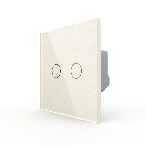 Двухклавишный сенсорный выключатель 1 пост, цвет жемчужный Livolo