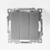 Выключатель 3-клавишный (механизм), STEKKER GLS10-7108-03, 250V, 10А, серия Катрин, серебро