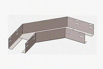 Лоток угловой глухой КГГ 400х65-135 УТ1,5 поворот на 135, горячее цинкование S1,5