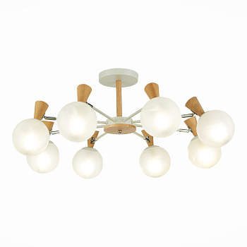Люстра потолочная Белый, Светлое дерево/Белый E14 8*40Вт SLE220702-08 EVOLUCE