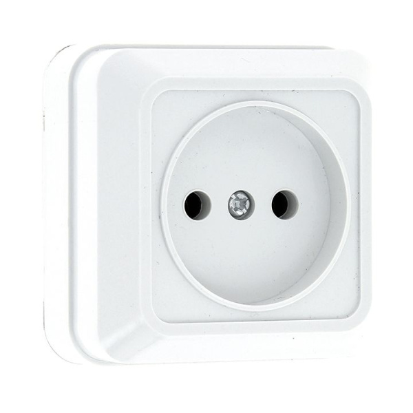 РИМ Розетка ОУ 1 мест. без зазем. 10А керам. белая IP20 EKF РИМ Розетка ОУ 1 мест. без зазем. 10А керам. белая IP20 EKF