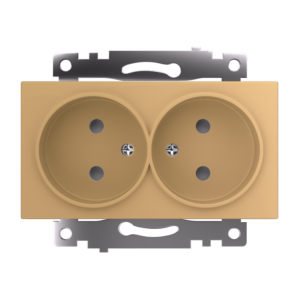 GLS10-7113-08 Розетка 2-местная с защитной шторкой (механизм) б/з, 250В, 10А, серия Катрин, золото STEKKER