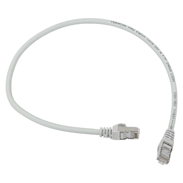 Патч-корд TERACOM PRO Cat,6 экранированный FTP оболочка LSZH серый (0,5м) EKF
