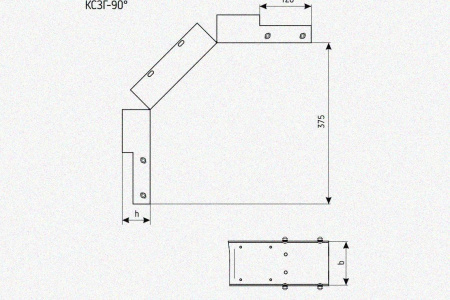 Лоток замковый глухой КСЗГ 400х150-90 УТ1,5 для поворота трассы вниз на 90, оцинкованный лист, S1,0