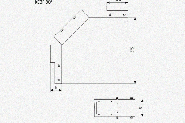 Лоток замковый глухой КСЗГ 400х150-90 УТ1,5 для поворота трассы вниз на 90, оцинкованный лист, S1,0