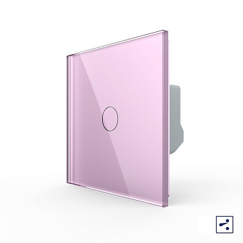 Одноклавишный проходной/перекрестный сенсорный выключатель 1 пост, цвет розовый Livolo