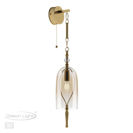 Бра с выкл.E14 1*40W BELL бронзовы/коньячный/стекло ODEON LIGHT