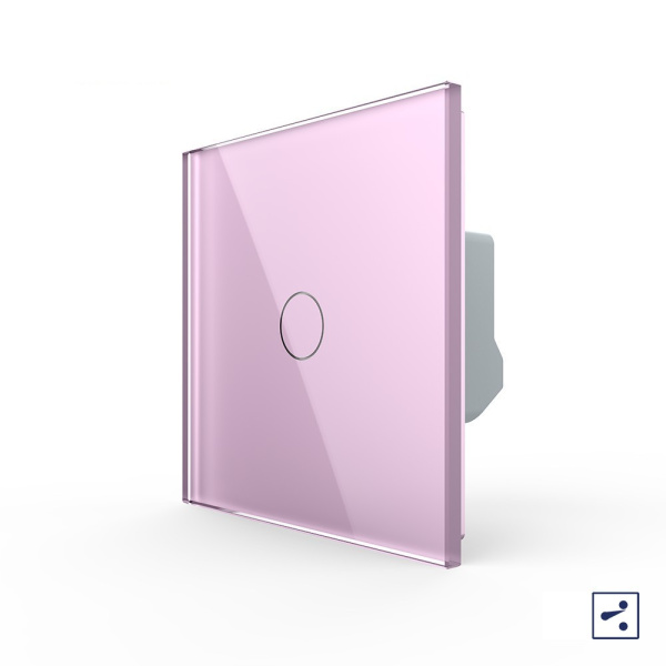 Одноклавишный проходной/перекрестный сенсорный выключатель 1 пост, цвет розовый Livolo