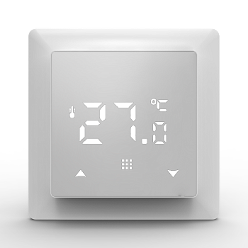 Donel Термостат с датчиком пола с Wi-Fi, программируемый через приложение,16 A, 55*55 мм. белое стекло, серия DTEF