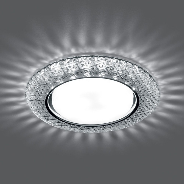 Св-к встр.с белой LED подсветкой Feron CD4042 потолочный GX53 без лампы, прозр., хром