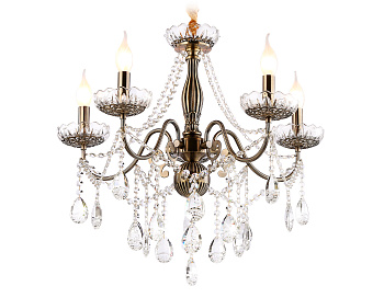 Подвесная люстра с хрусталем TR4949/5 SB/CL бронза/прозрачный E14/5 max 40W D620*585 Ambrella Light