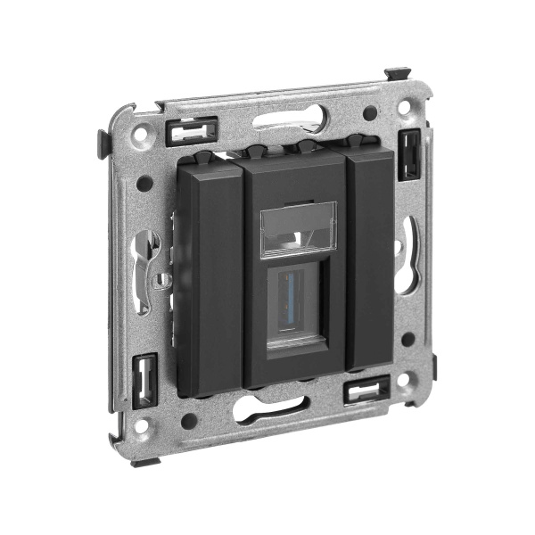 USB 3.0 розетка одинарная в стену, тип А-А, "Avanti", "Черный матовый" DKC USB 3.0 розетка одинарная в стену, тип А-А, "Avanti", "Черный матовый" DKC