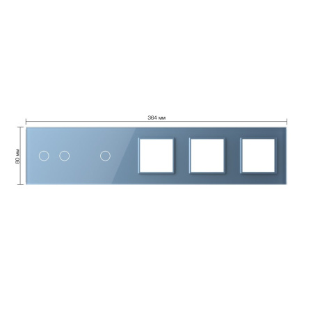 Панель для 2-х сенсорных выключателей и 3-х розеток, 3 клавиши (2+1), цвет синий, стекло Livolo