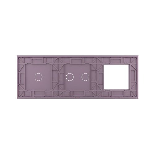 Панель для розетки и двух сенсорных выключателей, 3 клавиши (2+1), цвет розовый, стекло Livolo фото 4