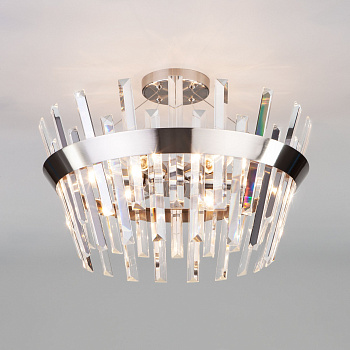 Потолочная люстра с хрусталем 5*E14 60Вт никель IP20 (10111/5 сатин-никель) Eurosvet