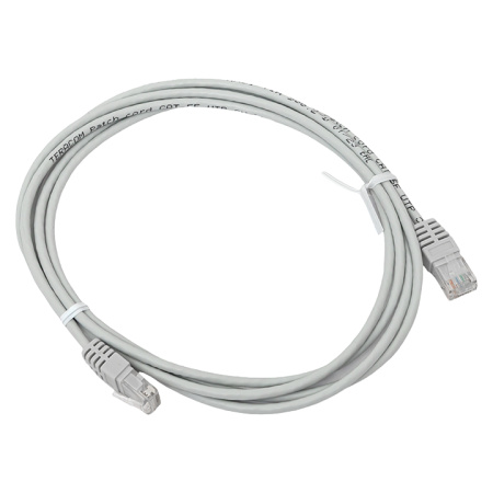 Патч-корд TERACOM Cat,5E (1Гбит/с) неэкранированный UTP оболочка PVC серый (2м) EKF