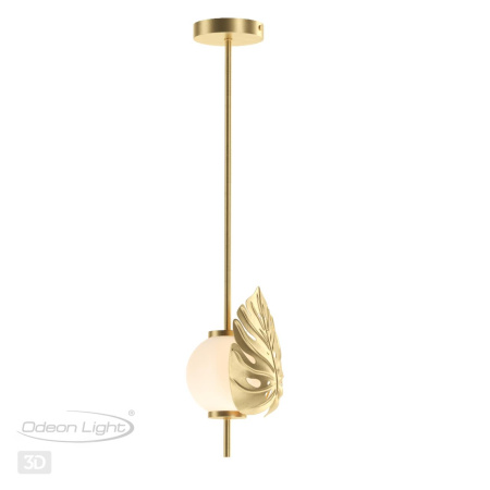 Подвес E14 1*40W JUNGLE золотистый/белый/стекло B ODEON LIGHT