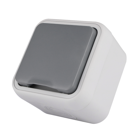 Donel W55 Розетка 1-я с защ.крышкой, 2К+З. и шт., накладная, серый, IP55, серия (тип) DIP55