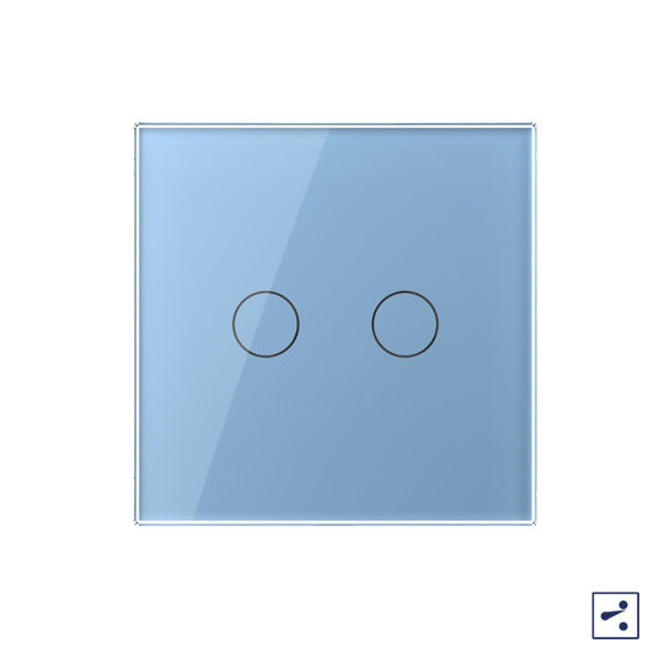 Сенсорный проходной выключатель 2 клавиши 1 пост Синий Livolo