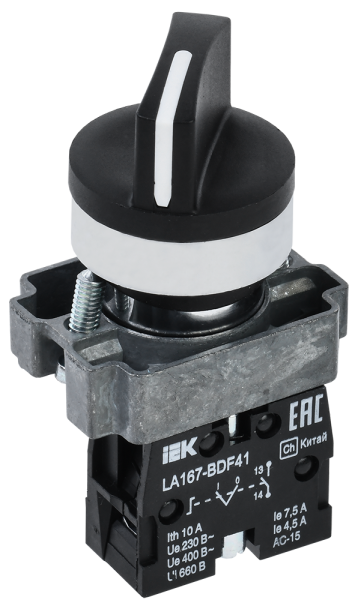 Переключатель LA167-BDF41 на 2 положения 1з черный IEK