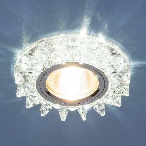 Точечный светодиодный светильник с хрусталем 1*G5.3 зеркальный, серебряный IP20 (a031519) Elektrostandard фото 2