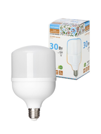 Лампа светодиодная T-30 Вт-230 В-6500 К–E27 (99x168 мм) Народная TDM